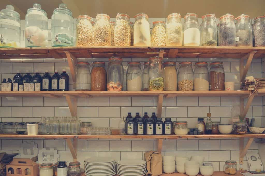 shelf full of natural foods and remedies