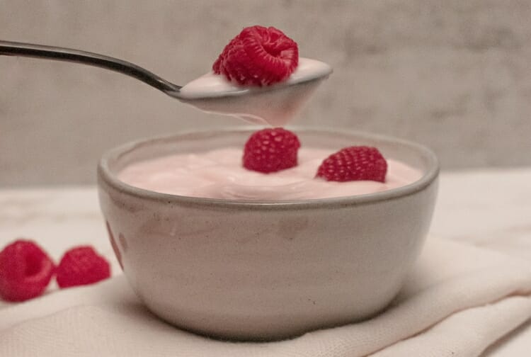 Tasty yogurt with fruits
