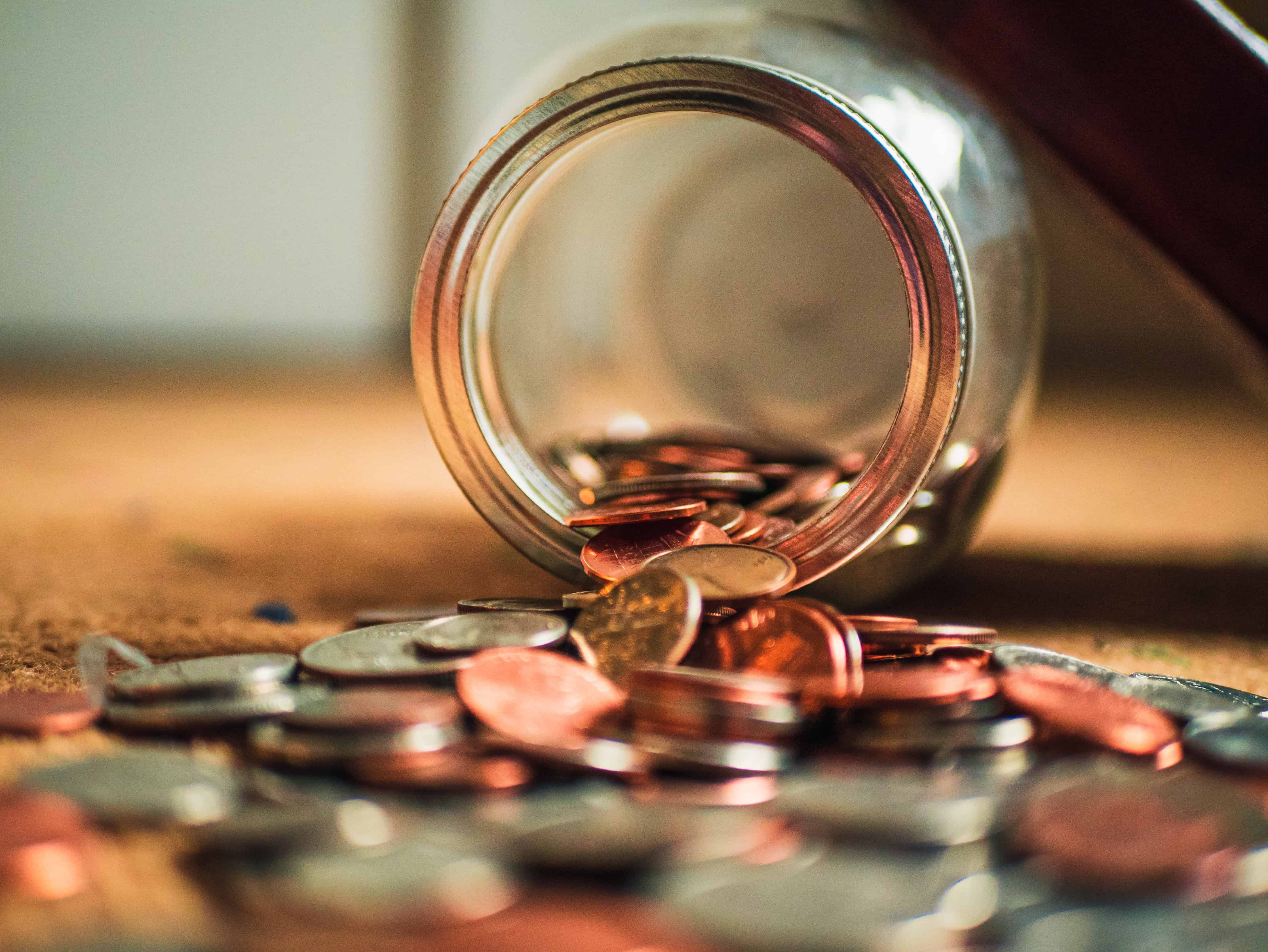 jar filled with coins